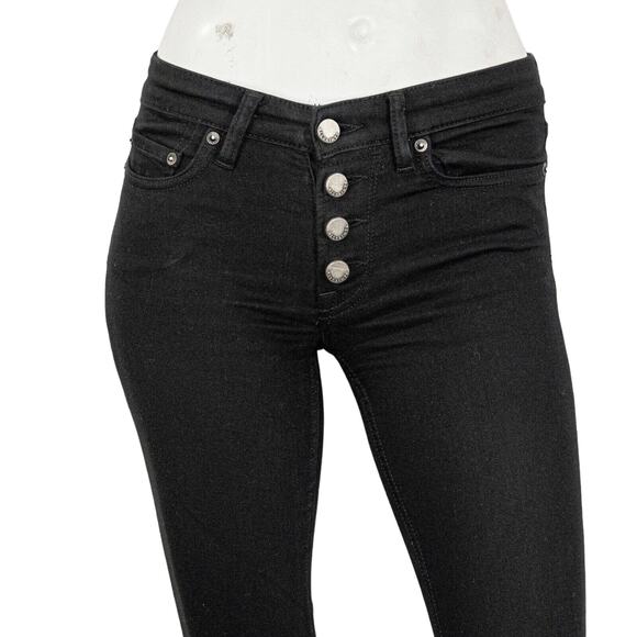 ALL SAINTS Women's Button Mast Skinny Jeans Jet Black size 24 - Picture 8 of 11